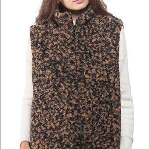 NWT INC Animal-Print Faux-Fur Vest small
